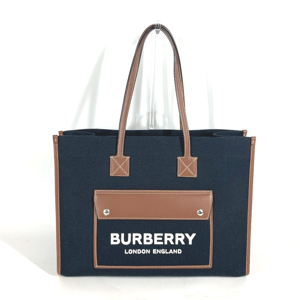 BURBERRY Shoulder Bag 8055747 Leather / canvas black logo FREYA TOTE Women