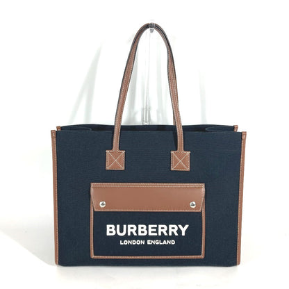 BURBERRY Shoulder Bag 8055747 Leather / canvas black logo FREYA TOTE Women