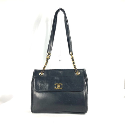 CHANEL Shoulder Bag lambskin black vintage CC COCO Mark Women