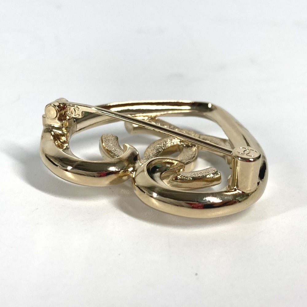 CHANEL Brooch metal gold P23C CC COCO Mark Heart Rhinestone