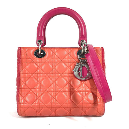 Dior Handbag lambskin pink Tricolor color Lady Dior Women