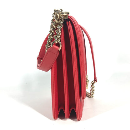 CHANEL Shoulder Bag leather Red CC COCO Mark Quilting Matelasse Vertical Boy Chanel