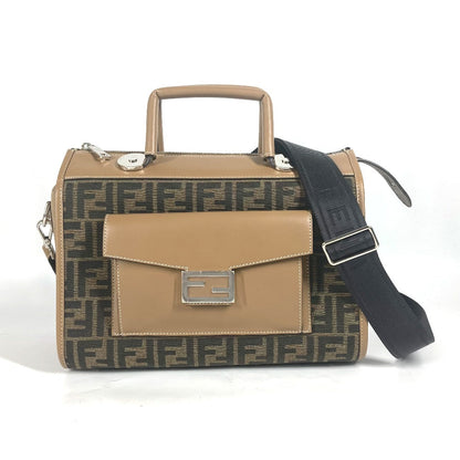 FENDI Handbag 7VA571 Canvas / leather Brown Zucca SOFT TRUNK unisex(Unisex)