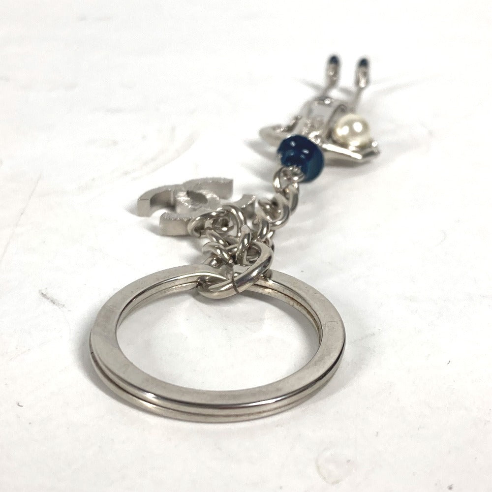 CHANEL key ring metal Silver CC COCO Mark Coco D'or Coco Chanel Camellia Fake Pearl Women