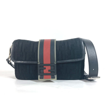 FENDI Shoulder Bag 7VA472 Mesh, Leather, Rubber black mesh Mamma Bucket mens