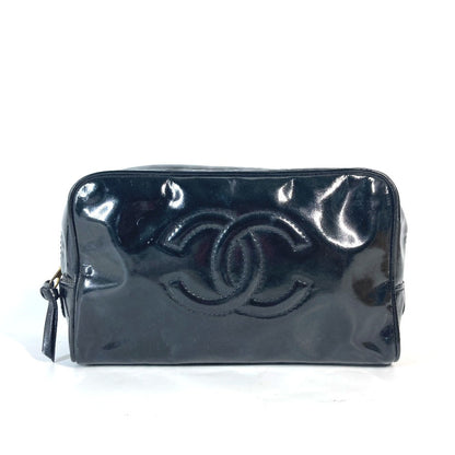 CHANEL Cosmetics Pouch enamel black Cosmetic porch CC COCO Mark Women