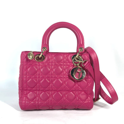 Dior Handbag lambskin pink Crossbody Lady Dior Women
