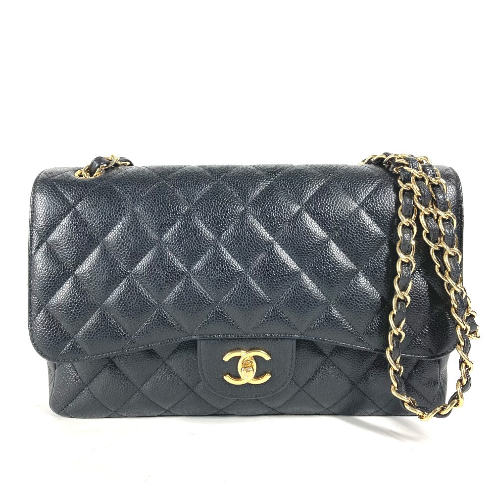 CHANEL Shoulder Bag Caviar skin black Chain bag Matelasse 30 Quilting Women