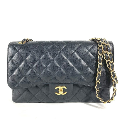 CHANEL Shoulder Bag Caviar skin black Chain bag Matelasse 30 Quilting Women