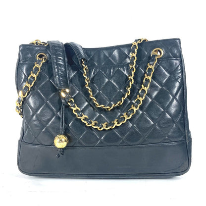 CHANEL Shoulder Bag lambskin black vintage Matelasse quilting CC COCO Mark logo