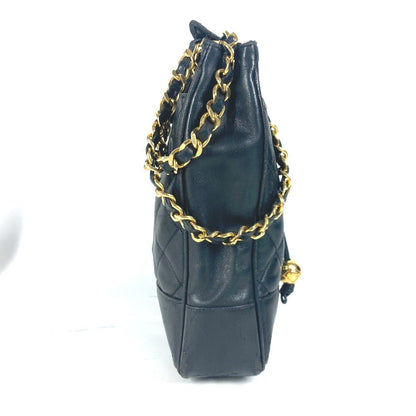 CHANEL Shoulder Bag lambskin black vintage Matelasse quilting CC COCO Mark logo