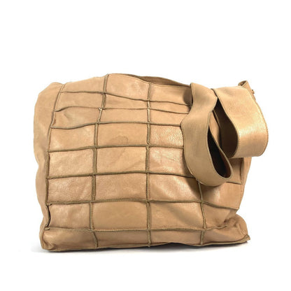 CHANEL Shoulder Bag leather beige vintage Chocolate bar Women