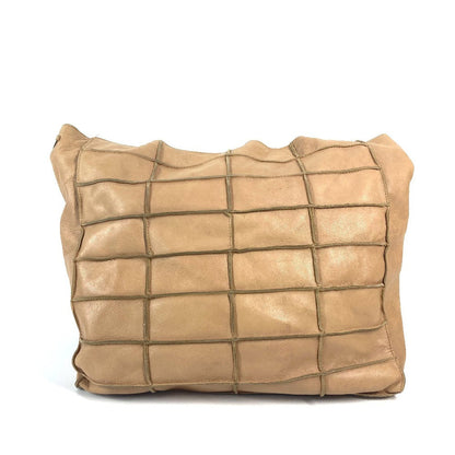 CHANEL Shoulder Bag leather beige vintage Chocolate bar Women