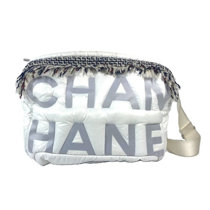 CHANEL Shoulder Bag Nylon white coconeige fringe Coconage CC Coco logo Women