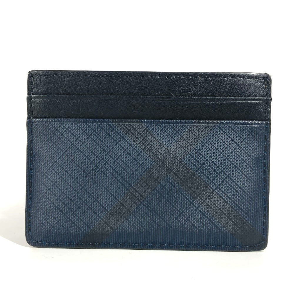 BURBERRY Card Case Leather / PVC Navy check unisex(Unisex)