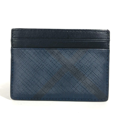 BURBERRY Card Case Leather / PVC Navy check unisex(Unisex)
