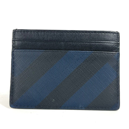BURBERRY Card Case Leather / PVC Navy check unisex(Unisex)
