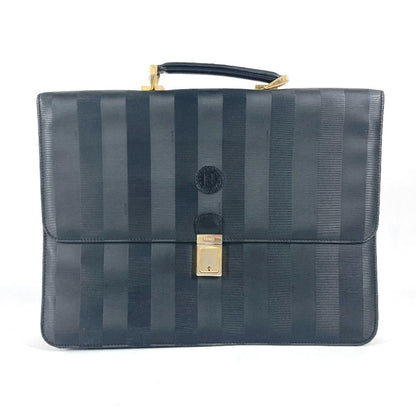 FENDI Business bag PVC / Leather black vintage Pecan logo unisex(Unisex)