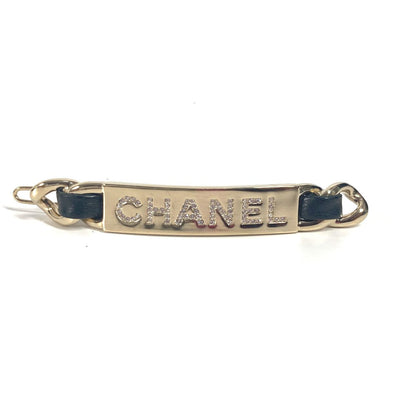 CHANEL Valletta metal black B20B logo rhinestone 85