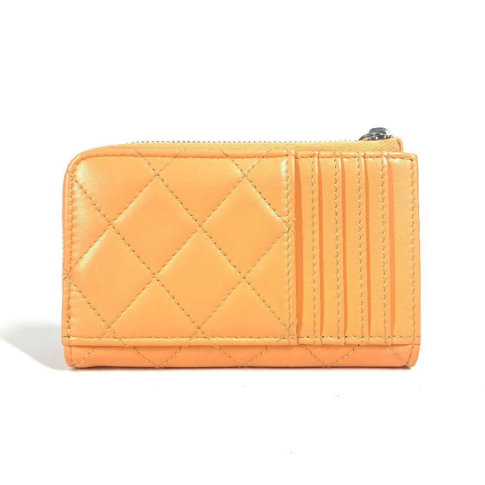 CHANEL Coin case AP3732 lambskin Orange Wallet Coin Pocket Card Case CC COCO Mark Star logo