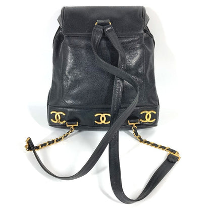 CHANEL Backpack Caviar skin black vintage CC COCO Mark Triple Coco logo