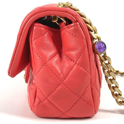CHANEL Shoulder Bag AS2380 lambskin Red type CC COCO Mark Matelasse Bijou
