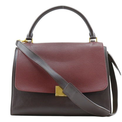 CELINE Handbag Calfskin, suede Brown / Gray 2WAYShoulder Trapeze Women