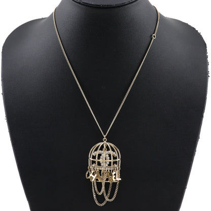 CHANEL Necklace Plated Gold, Rhinestones Champagne Gold Mtiers d'Art Collection birdcage Women