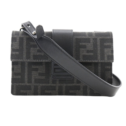 FENDI Shoulder Bag 7M0295 Nylon canvas, leather black clutch 3WAY Marsupio Baguette mens