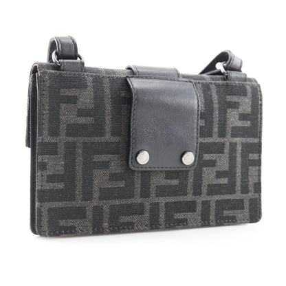 FENDI Shoulder Bag 7M0295 Nylon canvas, leather black clutch 3WAY Marsupio Baguette mens