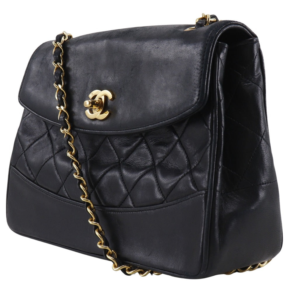 CHANEL Shoulder Bag lambskin black ChainShoulder Matrasse