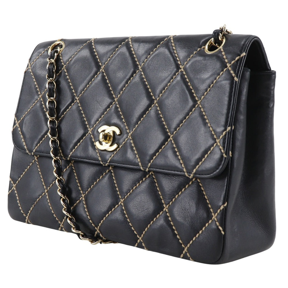 CHANEL Shoulder Bag leather black Double Chain Shoulder Wild stitch