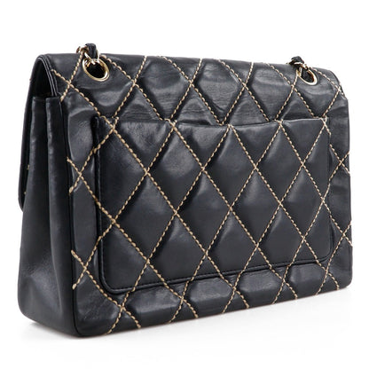 CHANEL Shoulder Bag leather black Double Chain Shoulder Wild stitch