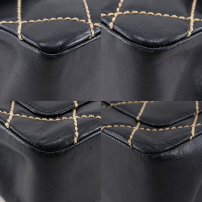 CHANEL Shoulder Bag leather black Double Chain Shoulder Wild stitch