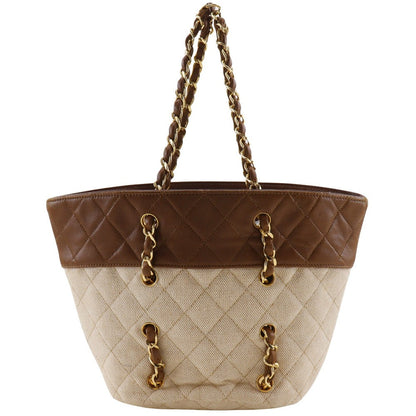 CHANEL Handbag Canvas, Leather Brown Matrasse Chain bag
