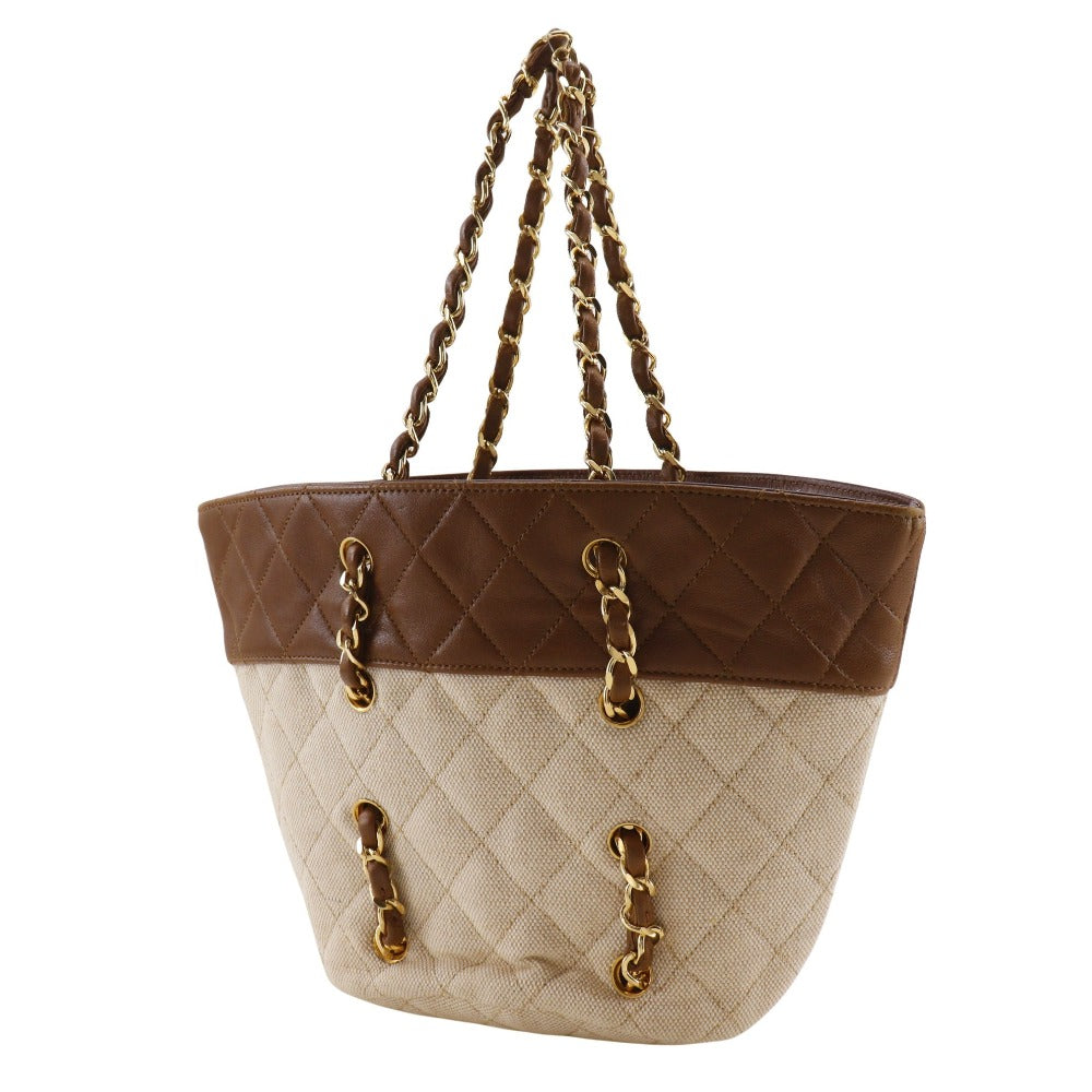 CHANEL Handbag Canvas, Leather Brown Matrasse Chain bag