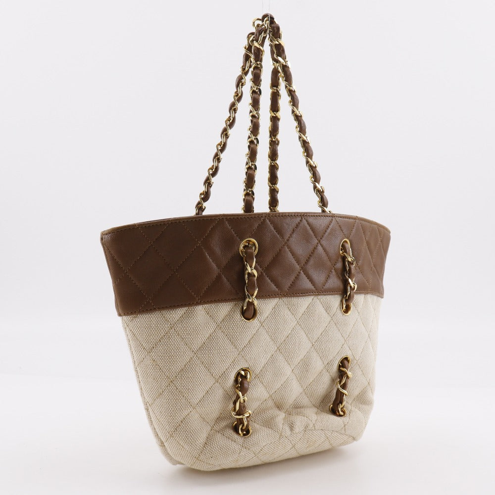 CHANEL Handbag Canvas, Leather Brown Matrasse Chain bag