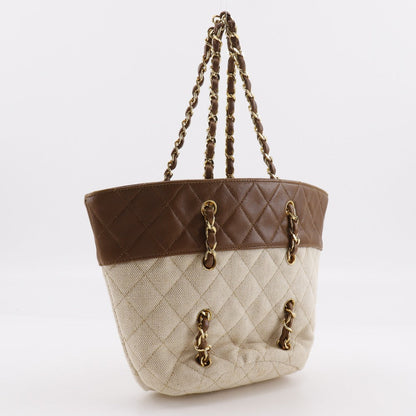 CHANEL Handbag Canvas, Leather Brown Matrasse Chain bag