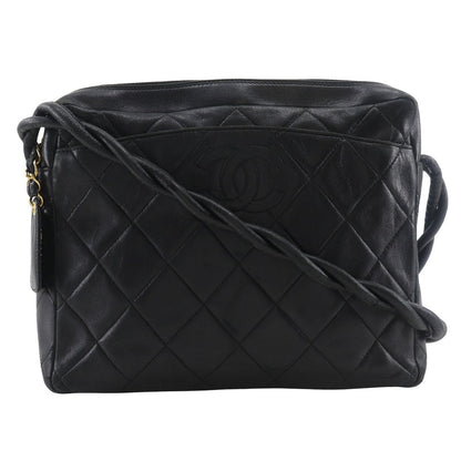 CHANEL Shoulder Bag lambskin black rope Matrasse COCO Mark