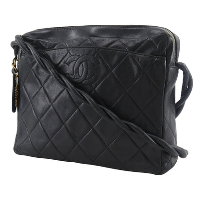CHANEL Shoulder Bag lambskin black rope Matrasse COCO Mark