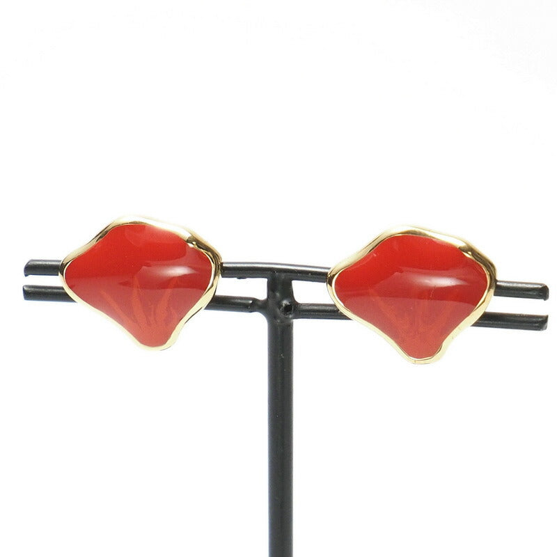 Dior Earring Gold Plated, Resin Orange Seashell motif Vintage Shell Women