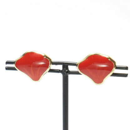 Dior Earring Gold Plated, Resin Orange Seashell motif Vintage Shell Women