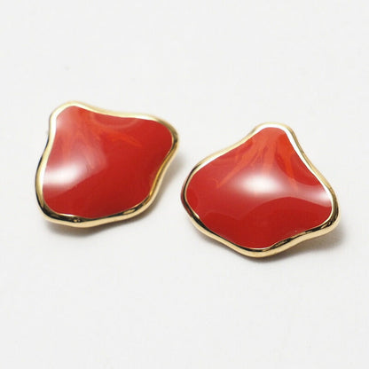Dior Earring Gold Plated, Resin Orange Seashell motif Vintage Shell Women