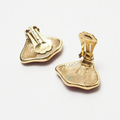 Dior Earring Gold Plated, Resin Orange Seashell motif Vintage Shell Women