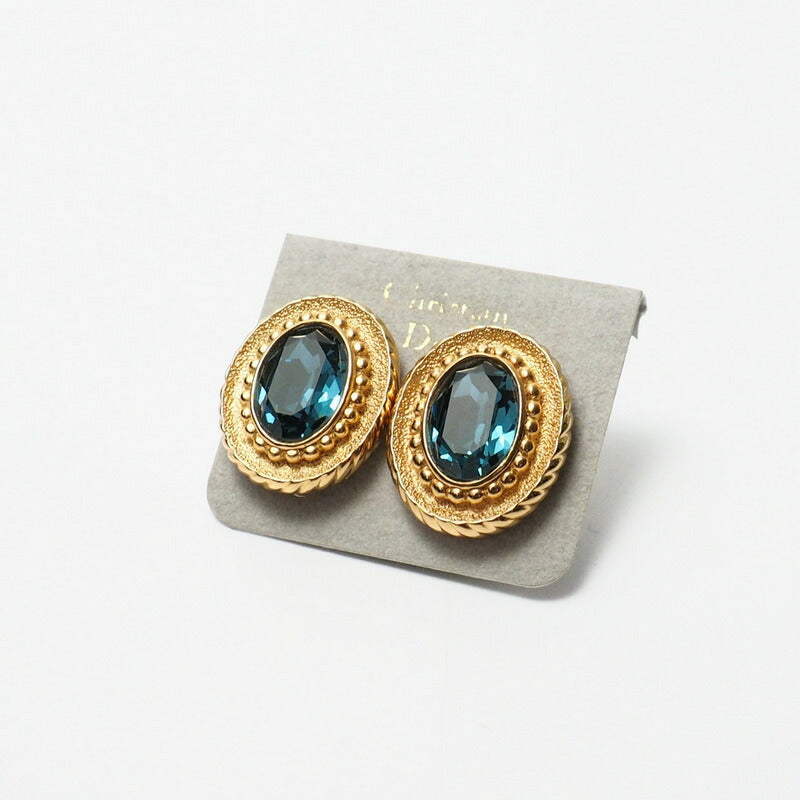 Dior Earring Gold Plated, Sapphire Stone blue Women