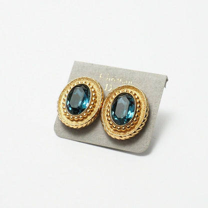 Dior Earring Gold Plated, Sapphire Stone blue Women