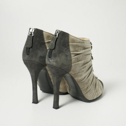 CHANEL boots suede Gray / black Women 37.5C