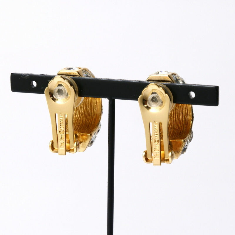 Dior Earring Gold Plated, Crystal Stone clear Women