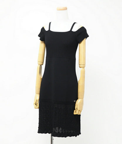 CHANEL knit P32692K00779 80% rayon, 20% nylon black Women 42