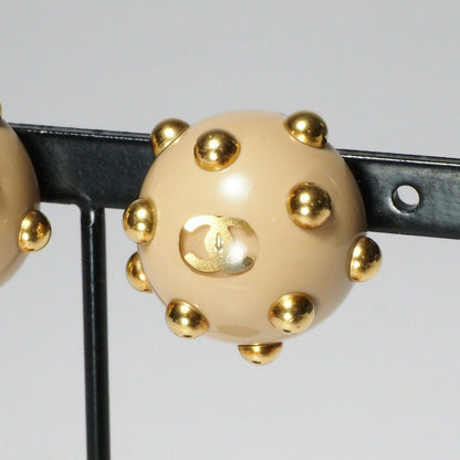 CHANEL Earring Plastic, Gold Plated Bi-color Studs Pole Women